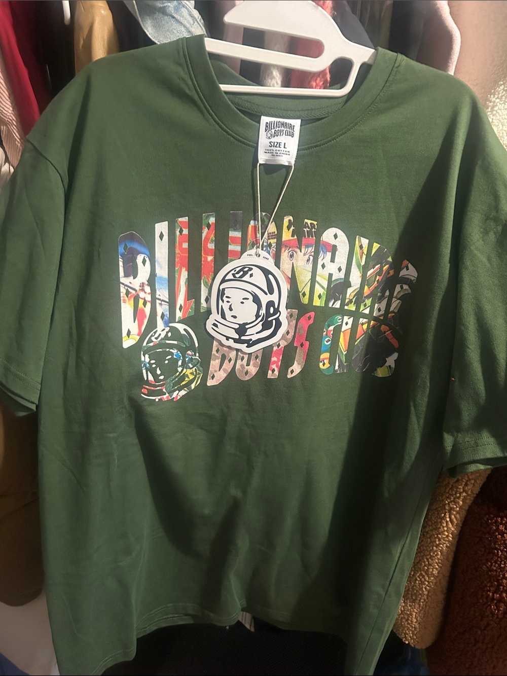 Billionaire Boys Club Green Tee with Multicolor Logo
